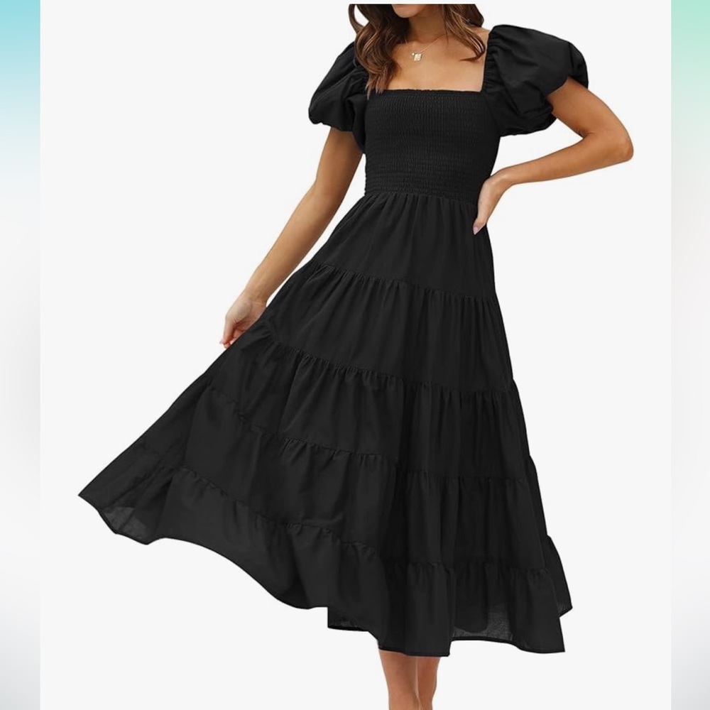 ZESICA Viral Women's Black Midi Dress - Picture 2 of 8